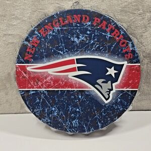 New England Patriots Bottle Cap Wall Art NFL Foco Distressed Look